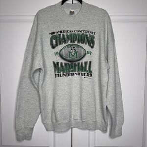 Vintage Marshall Thundering Herd Sweatshirt XL Gray Football Fruit Of The Loom
